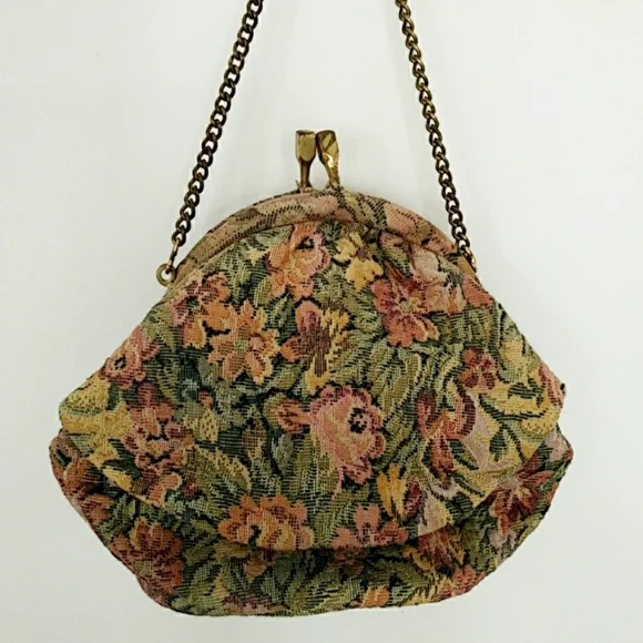 Vintage Tapestry Mini Handbag w/ Wrist Chain - Picture 2 of 6